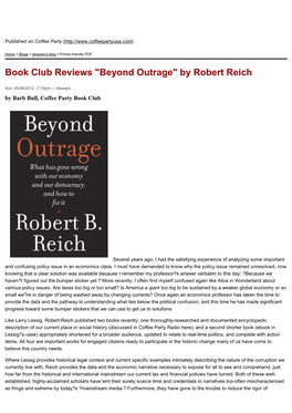 "Beyond Outrage" by Robert Reich