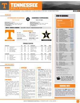 Tennessee's Game Notes