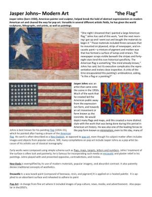 Jasper Johns– Modern Art “The Flag”