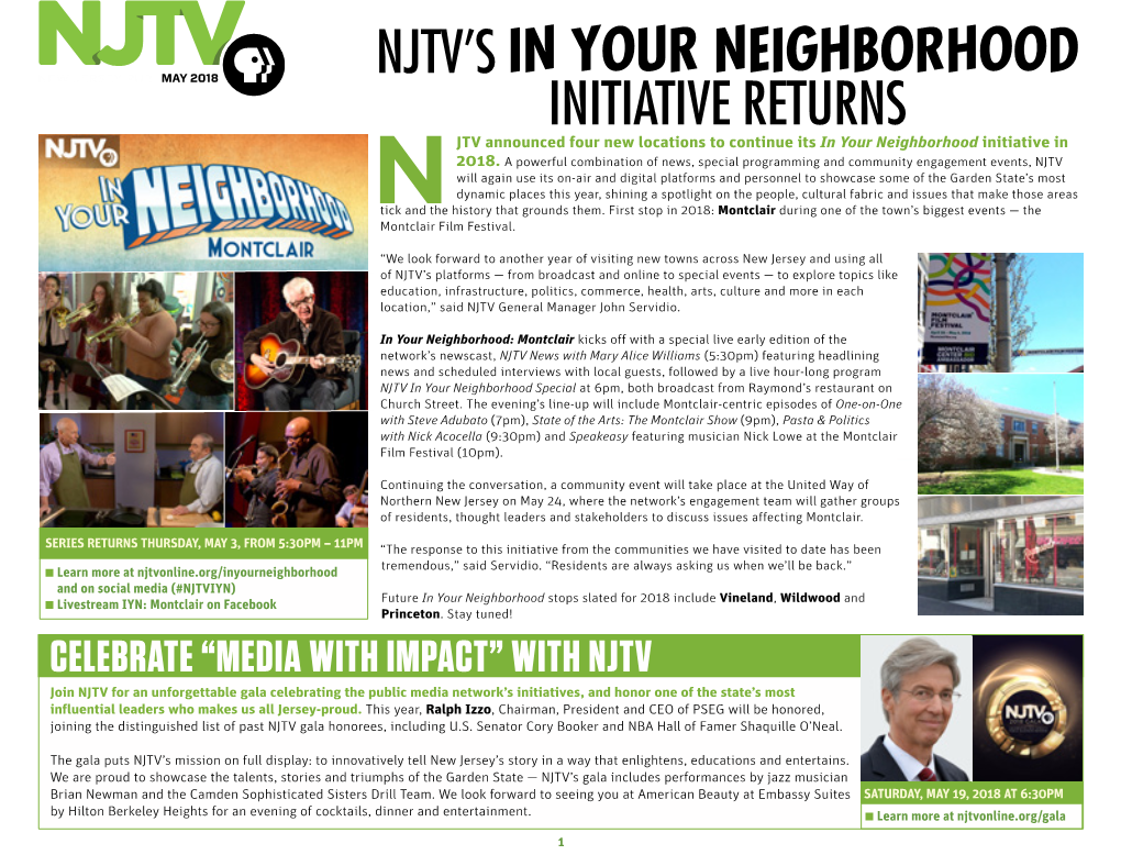 Njtv's in Your Neighborhood Initiative Returns