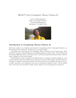 SIGACT News Complexity Theory Column 91