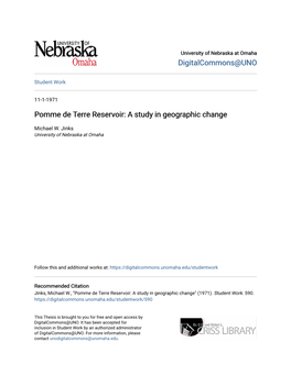 Pomme De Terre Reservoir: a Study in Geographic Change