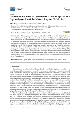 Impact of the Artificial Strait in the Vistula Spit on the Hydrodynamics
