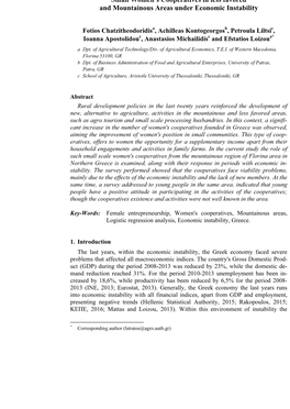 Small Women's Cooperatives in Less Favored and Mountainous Areas Under Economic Instability