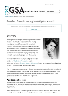 Rosalind Franklin Young Investigator Award