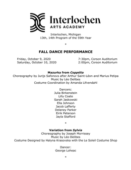 Fall Dance Performance