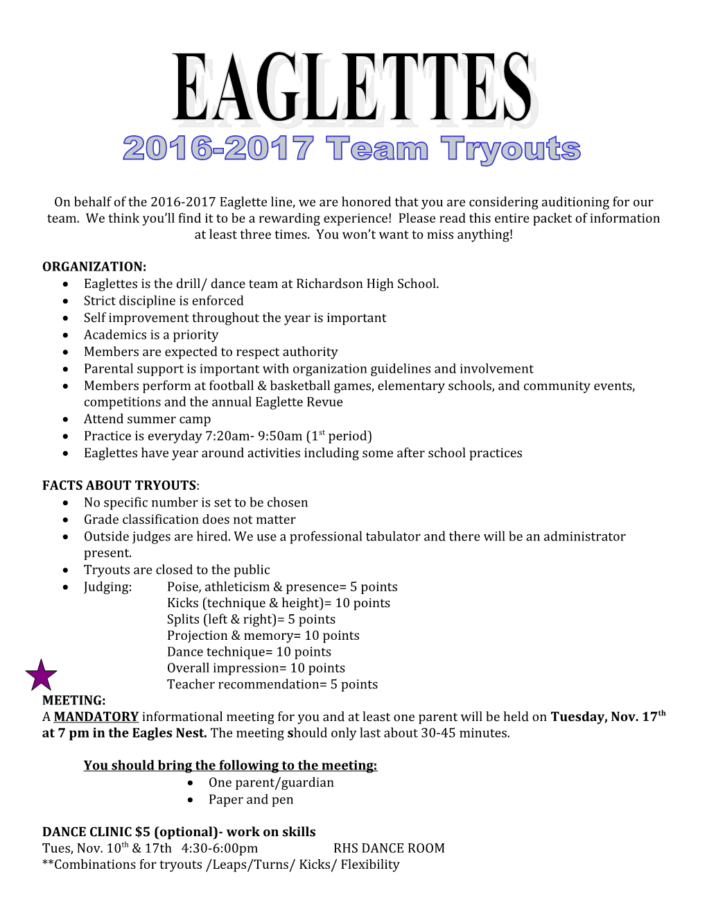 (Almost) Everything You Wanted to Know About Eaglette Auditions