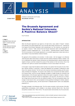 The Brussels Agreement and Serbia's