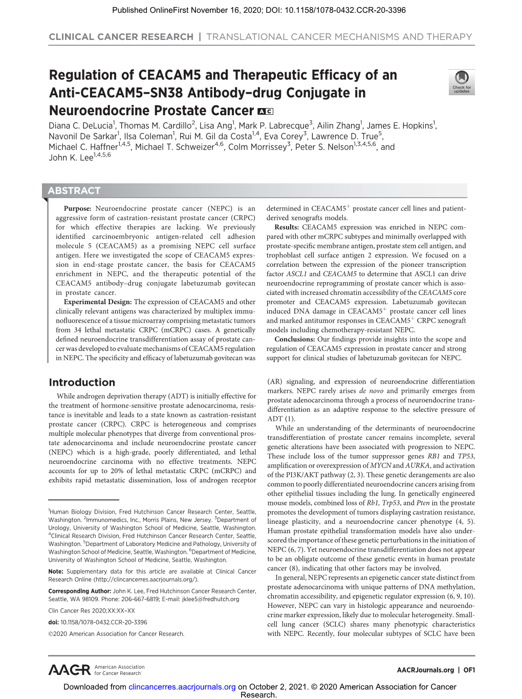 Neuroendocrine Prostate Cancer Drug Conjugate In