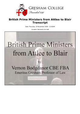 British Prime Ministers from Attlee to Blair Transcript