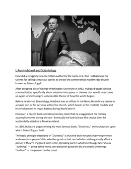 L Ron Hubbard and Scientology How Did a Struggling Science-Fiction Author by the Name of L