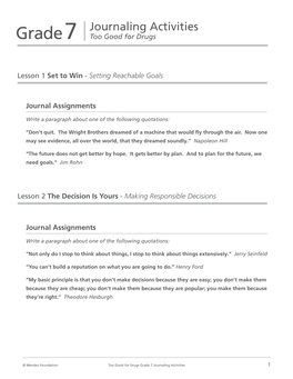 Grade 7 Journaling Activities 1 Lesson 3 Understanding Me - Identifying and Managing Emotions