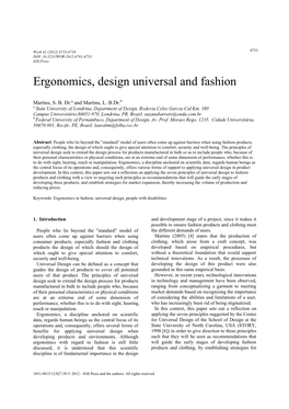 Ergonomics, Design Universal and Fashion