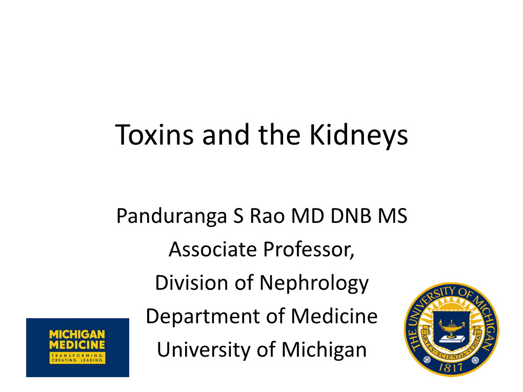Toxins and the Kidneys