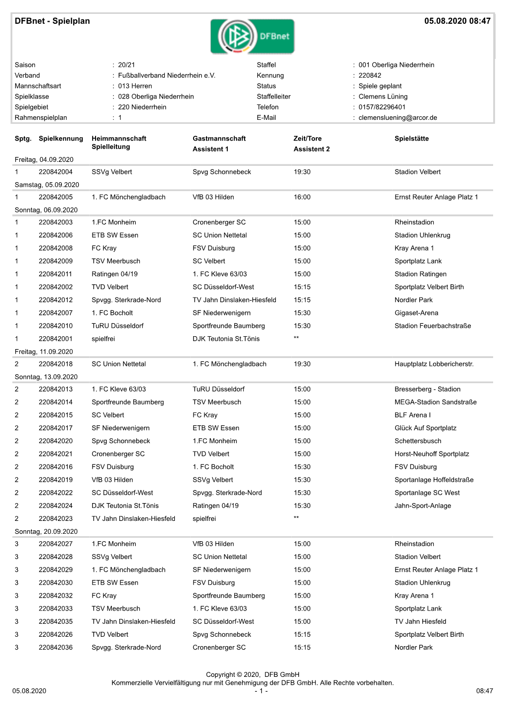 Dfbnet - Spielplan 05.08.2020 08:47