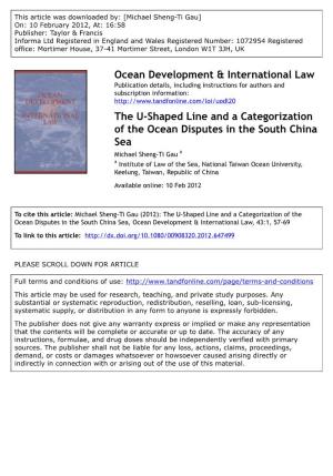 The U-Shaped Line and a Categorization of the Ocean Disputes in the South China