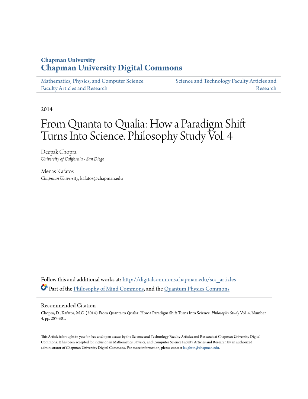 From Quanta to Qualia: How a Paradigm Shift Turns Into Science