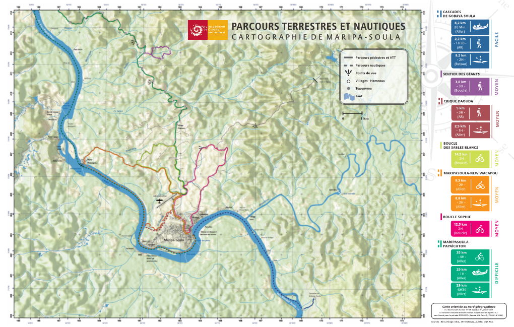 PARCOURS TERRESTRES ET NAUTIQUES (Aller) CARTOGRAPHIE DE MARIPA-SOULA 2,2 Km - 1H30 - (AR) FACILE