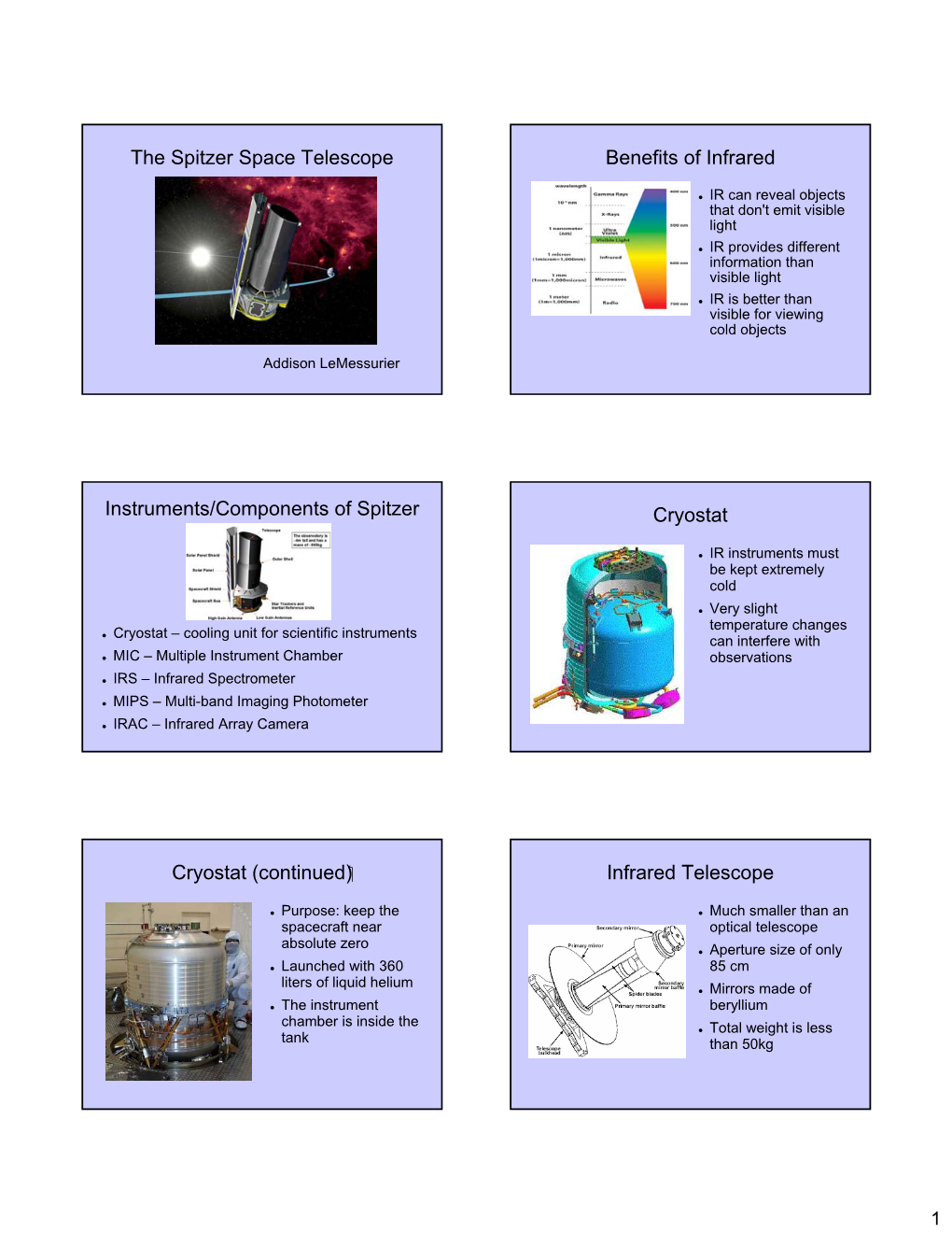 The Spitzer Space Telescope Benefits of Infrared Instruments