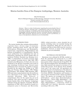 Marine Benthic Flora of the Dampier Archipelago, Western Australia