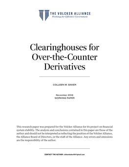 Clearinghouses for Over-The-Counter Derivatives