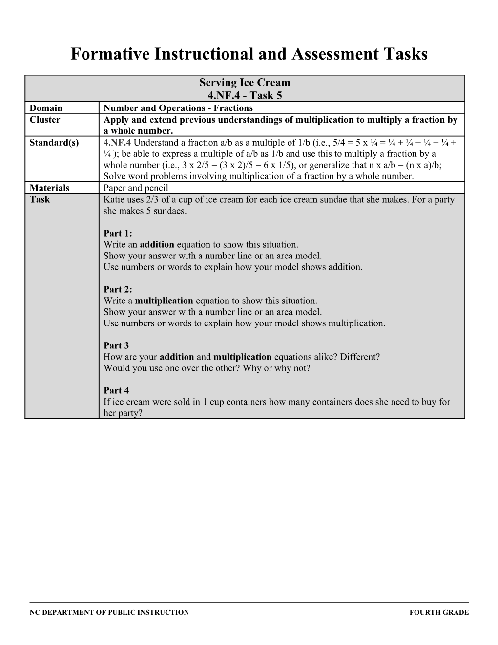 Formative Instructional and Assessment Tasks s6