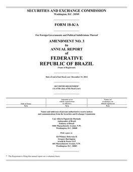 FEDERATIVE REPUBLIC of BRAZIL (Name of Registrant)