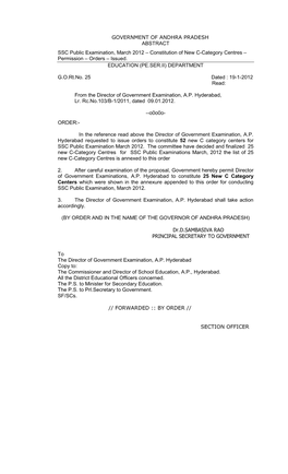 GOVERNMENT of ANDHRA PRADESH ABSTRACT SSC Public
