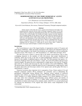 Morphometrics of the Tribe Merremieae Austin (Convolvulacae) from India