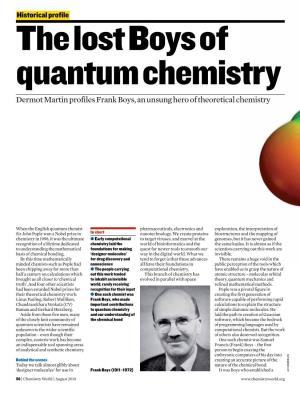 Dermot Martin Profiles Frank Boys, an Unsung Hero of Theoretical Chemistry