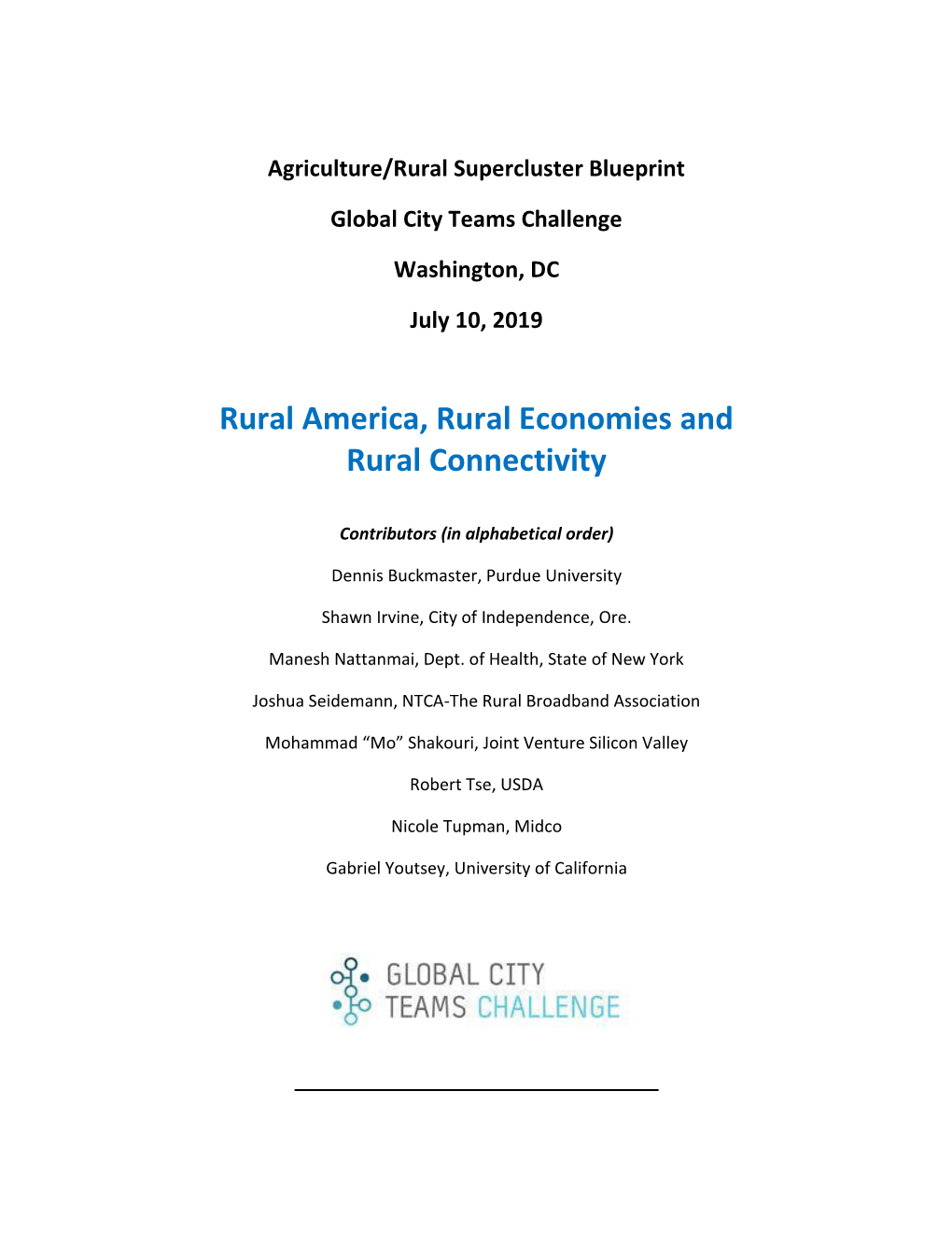 Agriculture/Rural Supercluster Blueprint