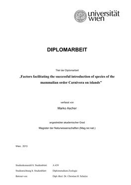 Factors Facilitating the Successful Introduction of Species of the Mammalian Order Carnivora on Islands”