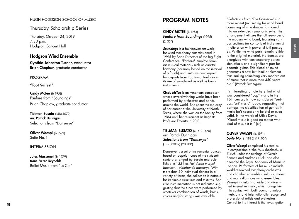 Program Notes