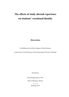 The Effects of Study Abroad Experience on Students’ Vocational Identity