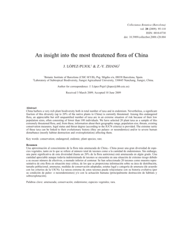 Una Aproximación Al Conocimiento De La Flora Más Amenazada De China