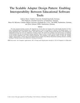 The Scalable Adapter Design Pattern: Enabling Interoperability Between Educational Software Tools