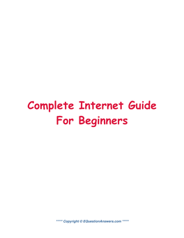 Complete Internet Guide for Beginners