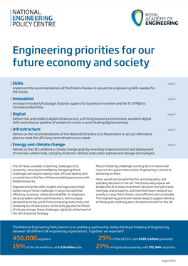 Engineering Priorities for Our Future Economy and Society