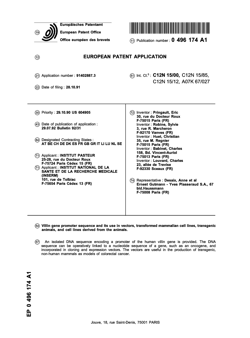 Villin Gene Promoter Sequence and Its Use in Vectors, Transformed Mammalian Cell Lines, Transgenic Animals, and Cell Lines Derived from the Animals