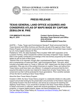 Press Release Texas General Land Office Acquires And