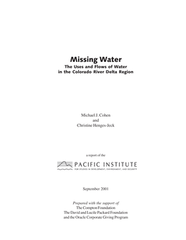 Missing Water: the Uses and Flows of Water in the Colorado River Delta Region