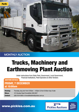 Trucks, Machinery and Earthmoving Plant Auction