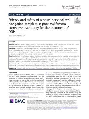Efficacy and Safety of a Novel Personalized Navigation Template in Proximal Femoral Corrective Osteotomy for the Treatment of DDH Qiang Shi1,2 and Deyi Sun1*