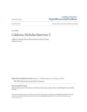 Calderon, Nicholas Interview 2 Calderon, Nicholas