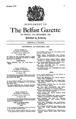 The Belfast Gazette of FRIDAY, 31ST DECEMBER, 1965 Bg