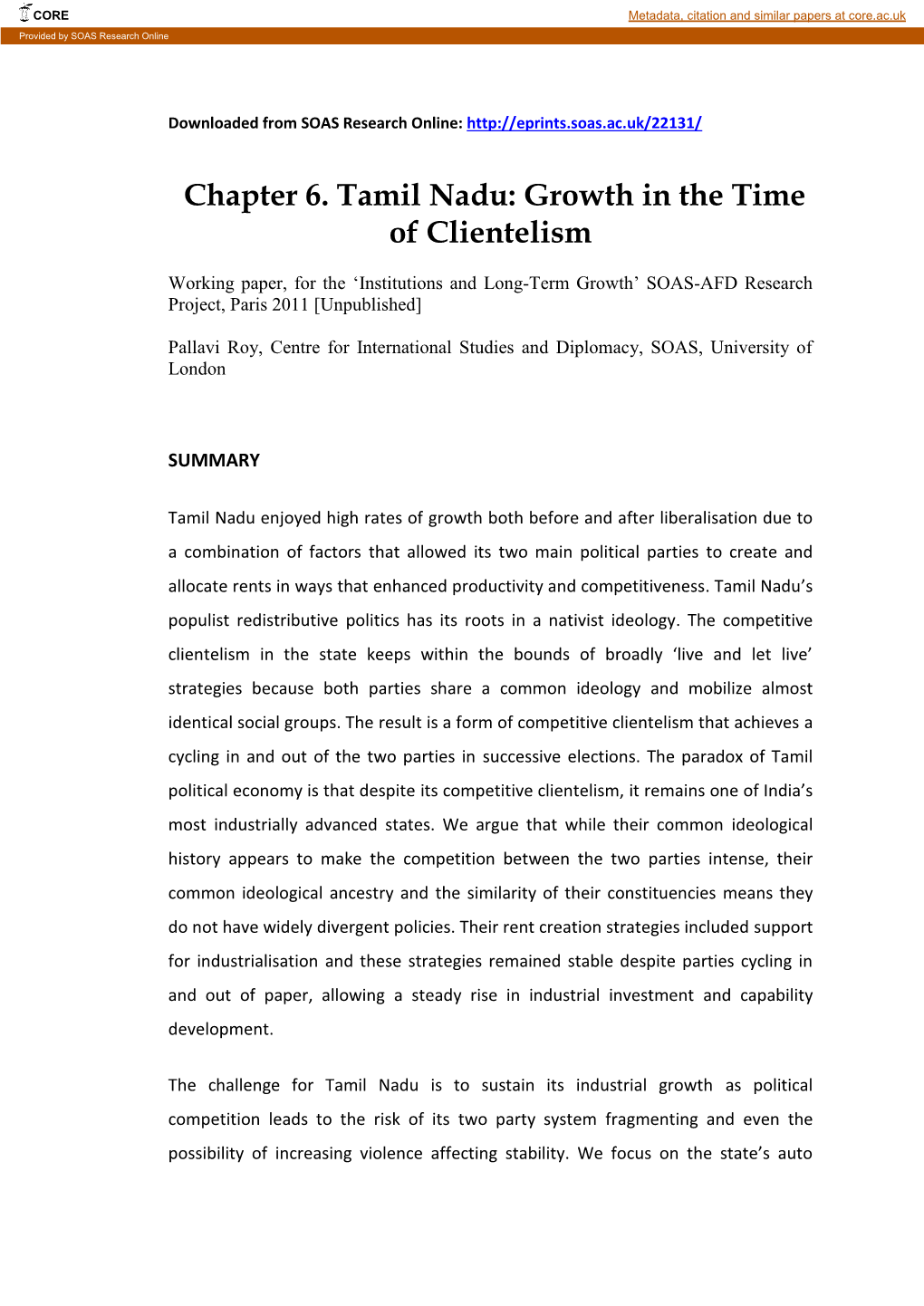 Chapter 6. Tamil Nadu: Growth in the Time of Clientelism