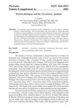 Phelsuma ISSN 1026-5023 Volume 9 (Supplement A) 2001