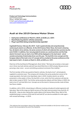 Audi at the 2019 Geneva Motor Show
