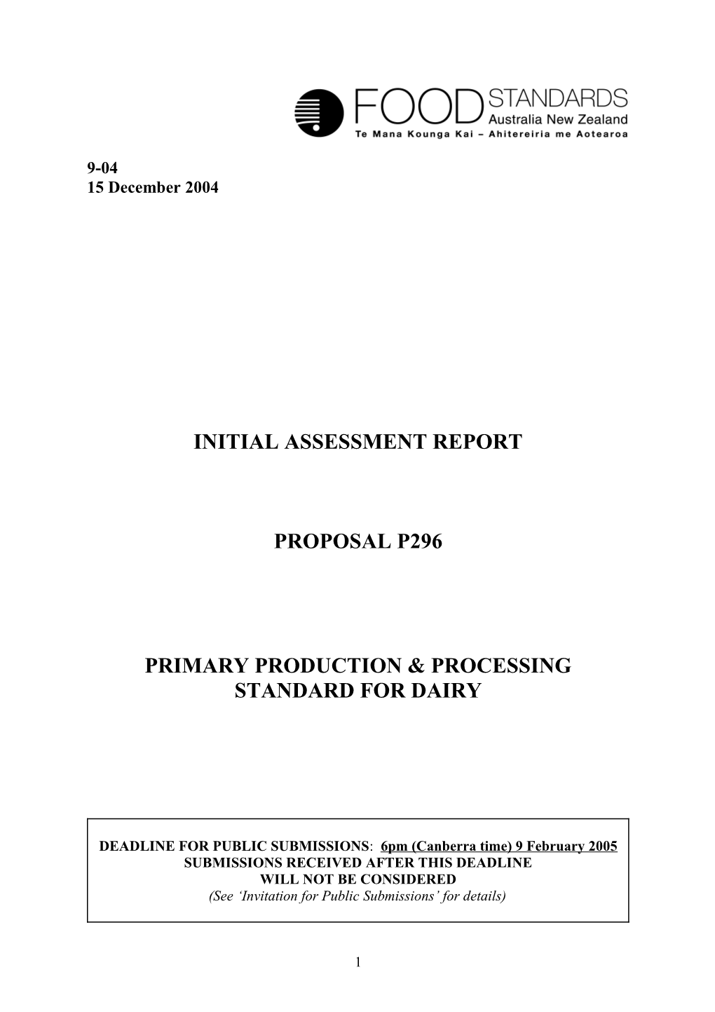 Primary Production & Processing Standard for Dairy