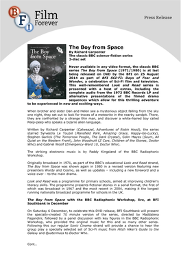 The Boy from Space by Richard Carpenter the Classic BBC Science-Fiction Series 2-Disc Set